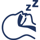 Sleeping person icon representing rest, relaxation, or sleep-related dental topics.