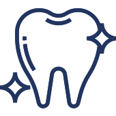 Tooth icon with sparkle stars representing dental care and cleanliness