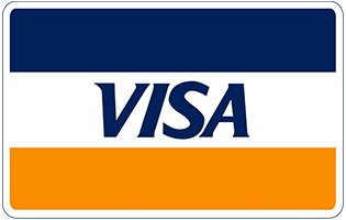 Visa credit card logo with blue and orange horizontal stripes and white center band.